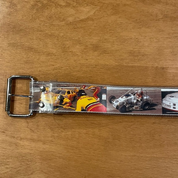 Vintage vinyl NASCAR themed belt